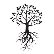 Black vector tree leafs and roots