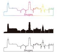 Bruges skyline linear style with rainbow