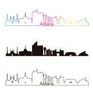 Astana skyline linear style with rainbow