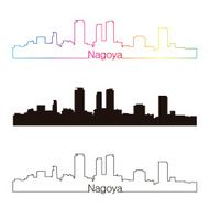 Nagoya skyline linear style with rainbow