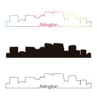 Arlington skyline linear style with rainbow