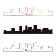 Akron skyline linear style with rainbow