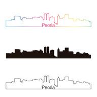 Peoria skyline linear style with rainbow