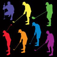 Colorful Golf Silhouettes Illustration