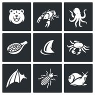 Delicatessen food icons set Vector Illustration