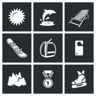 Holidays at seaside and in the mountains icons set N2