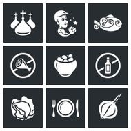 Lent celebration of Orthodox believers icons set Vector Illustration N2