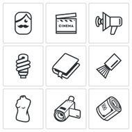 Actor and film industry icons set Vector Illustration N3
