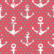 Coral background polka dots pattern with anchors N2
