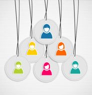 Colorful contact ID hang tags people illustration set