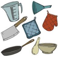 vector illustration silhouettes of kitchen accessories