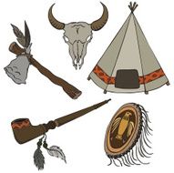 vector illustration silhouettes of Indian elements