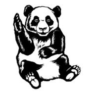 panda greeting raised paw