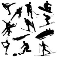 Winter sports silhouettes