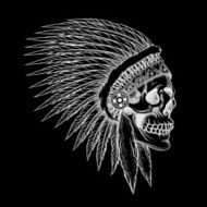 Vector skull of indian chief in hand drawing style N2