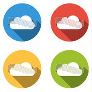 Collection of 4 isolated flat buttons for wind or fog