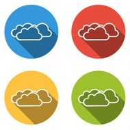 Collection of 4 isolated flat buttons for clouds
