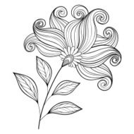 Vector Beautiful Monochrome Contour Flower N26