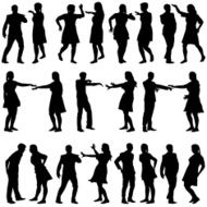 Black silhouettes of beautiful mans and womans N32