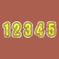 1 2 3 4 5 - Grunge Colorful Retro Numbers