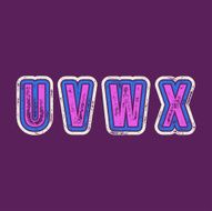 U V W X - Grunge Colorful Retro Type