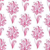 Pink paisley floral seamless pattern N2