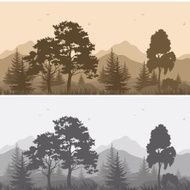 Seamless Mountain Landscape with Trees Silhouettes N2