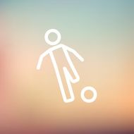 Soccer player to kick the ball thin line icon N3