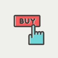 Finger pointing to buy sign thin line icon N4