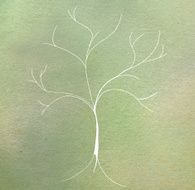 fine hand painted tree on watercolored paper