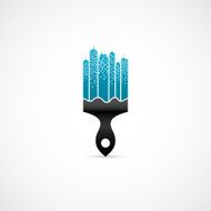 Paintbrush with city instead of bristles