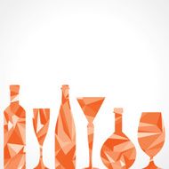 Abstract triangle wine bottles and glass