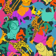 animal silhouettes seamless pattern N2