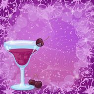 Background with Cocktail Cherry and Flowers