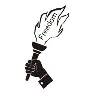 torch of freedom in hand symbol