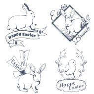Happy easter logo rabbit chick logo