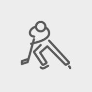Moving hockey player thin line icon N2