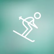 Downhill skiing thin line icon N2