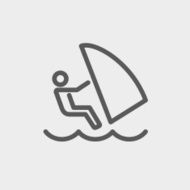 Wind surfing thin line icon N2