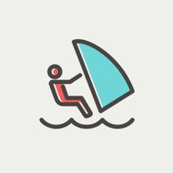 Wind surfing thin line icon N3