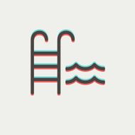 Swimming pool ladder thin line icon N3