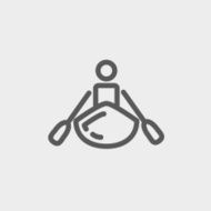 Man doing kayaking thin line icon N2