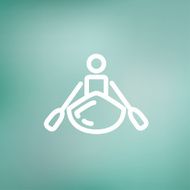 Man doing kayaking thin line icon N3
