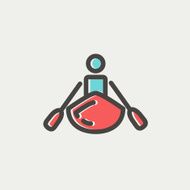 Man doing kayaking thin line icon N4