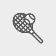 Tennis racket and ball thin line icon N2