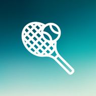 Tennis racket and ball thin line icon N3