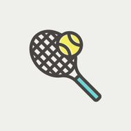 Tennis racket and ball thin line icon N4
