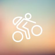Mountain bike rider thin line icon N2
