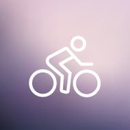 Sport bike and rider thin line icon N2