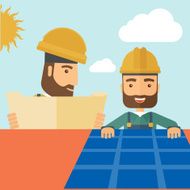 Man putting a solar panel on the roof